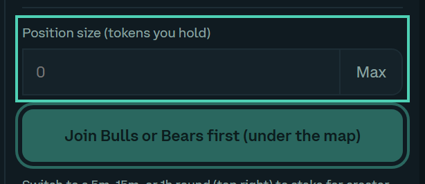 Position size input and sign button