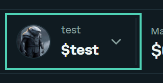 Token selector in the top left corner